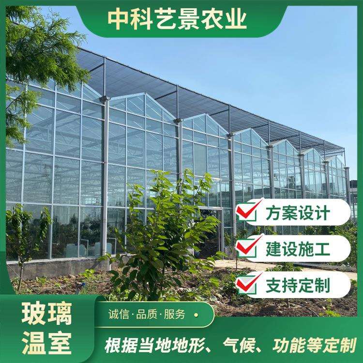 厂家设计智能连栋玻璃温室反季节蔬菜种植棚内光照均匀玻璃大棚