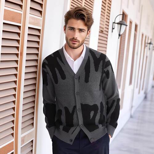 Sweater on top, knitted cardigan, V-neck sweater jacket