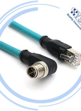 耐折耐高温M12 8芯X型弯公头转RJ45水晶头工业相机网线