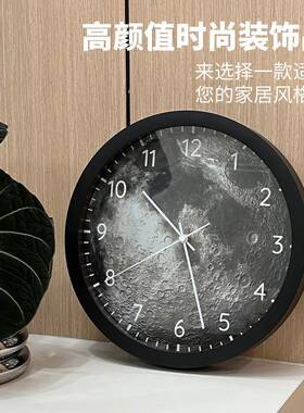 跨YG-002境爆款表声挂钟约简时尚卧室客厅中式挂智能夜光月球控轻