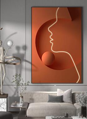 橙抽象EM-1278色人物术装饰画现代艺轻奢客厅头玄关背景墙壁走廊