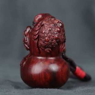 小叶紫檀金蟾葫芦手把件招财男士随身盘玩手玩把件红木红木挂件