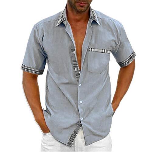 Men's shirt with no ironing treatment, cardigan, short