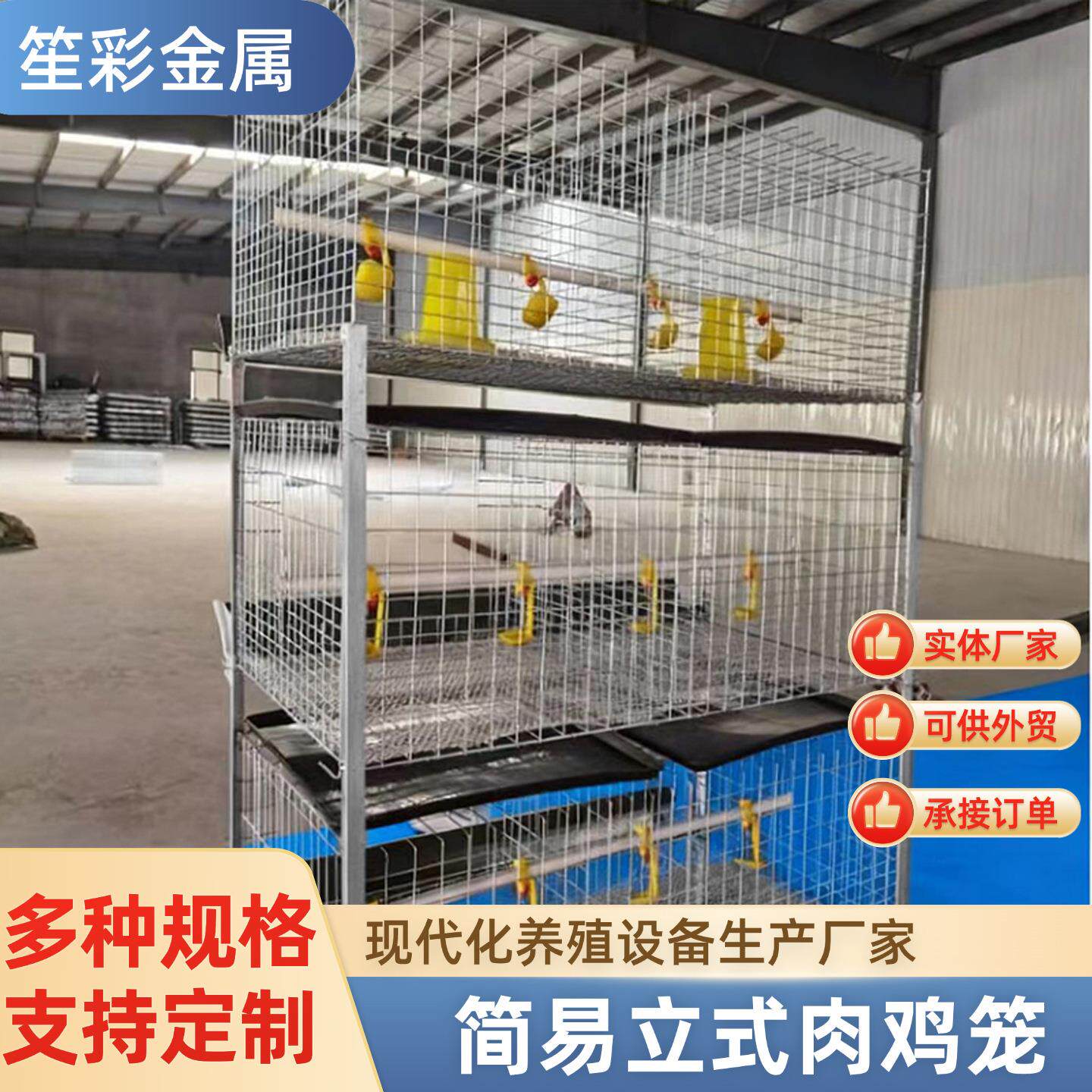 H型立式肉鸡笼养殖多层叠式养殖场养鸡笼含托粪盘食槽肉鸡笼