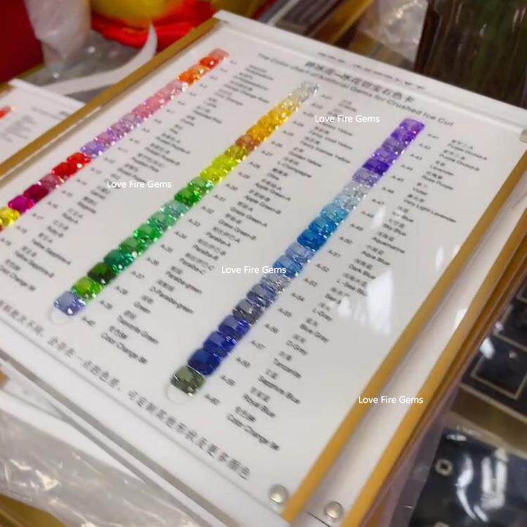 4K璀璨碎冰花切人造合成宝石锆石各种颜色对照颜色样板色板色卡