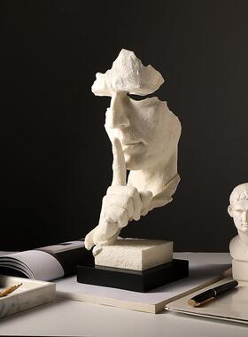 创意摆件沉默是金简约现代北欧雕塑办公室桌面客厅酒柜抽象装饰品