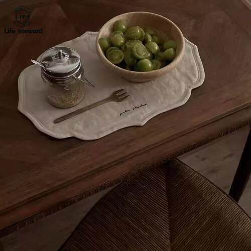 100% Linen Placemats Retro Handmade Heat Resistant棉麻西餐垫