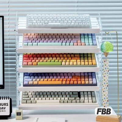 FBB原创斜桌上型电脑械键盘展示架压克力收纳多层收藏柜桌面置物