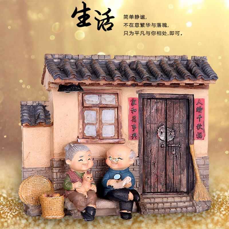老头老太相守相伴超市美陈货架家居小摆件小夜灯钱罐结婚周年礼物