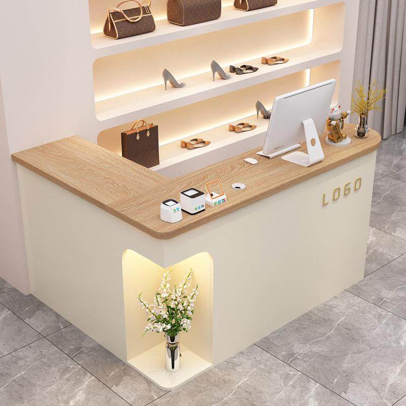 奶油风转角收银柜台L型吧台美容院前台接待台简约现代吧台桌ins带,商业/办公家具,收银台,淘宝优惠券,粉丝福利购,淘宝优惠卷