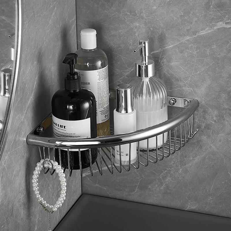 全铜三角蓝浴室置物架卫柜墙壁双层四方网篮间KHN沐浴房生收纳架