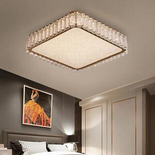 卧室水晶灯后现代轻奢客厅创意简约大气主卧室房间灯长方形吸顶灯