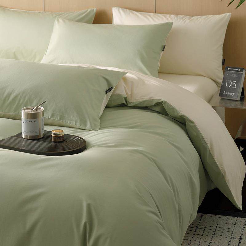类1A00支全棉纯棉四件套高2024-2-2档上床用品简约纯色被套床单三