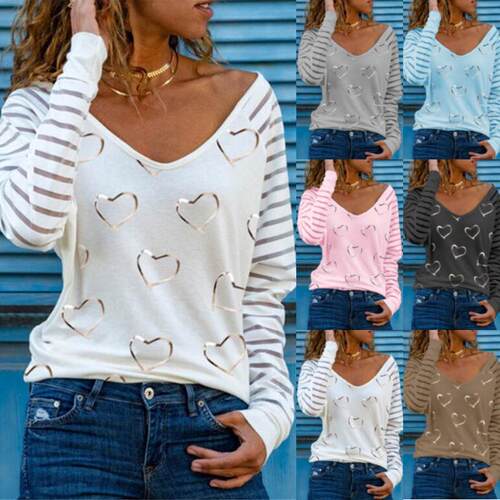 Top early autumn love print collar long sleeved base shirt