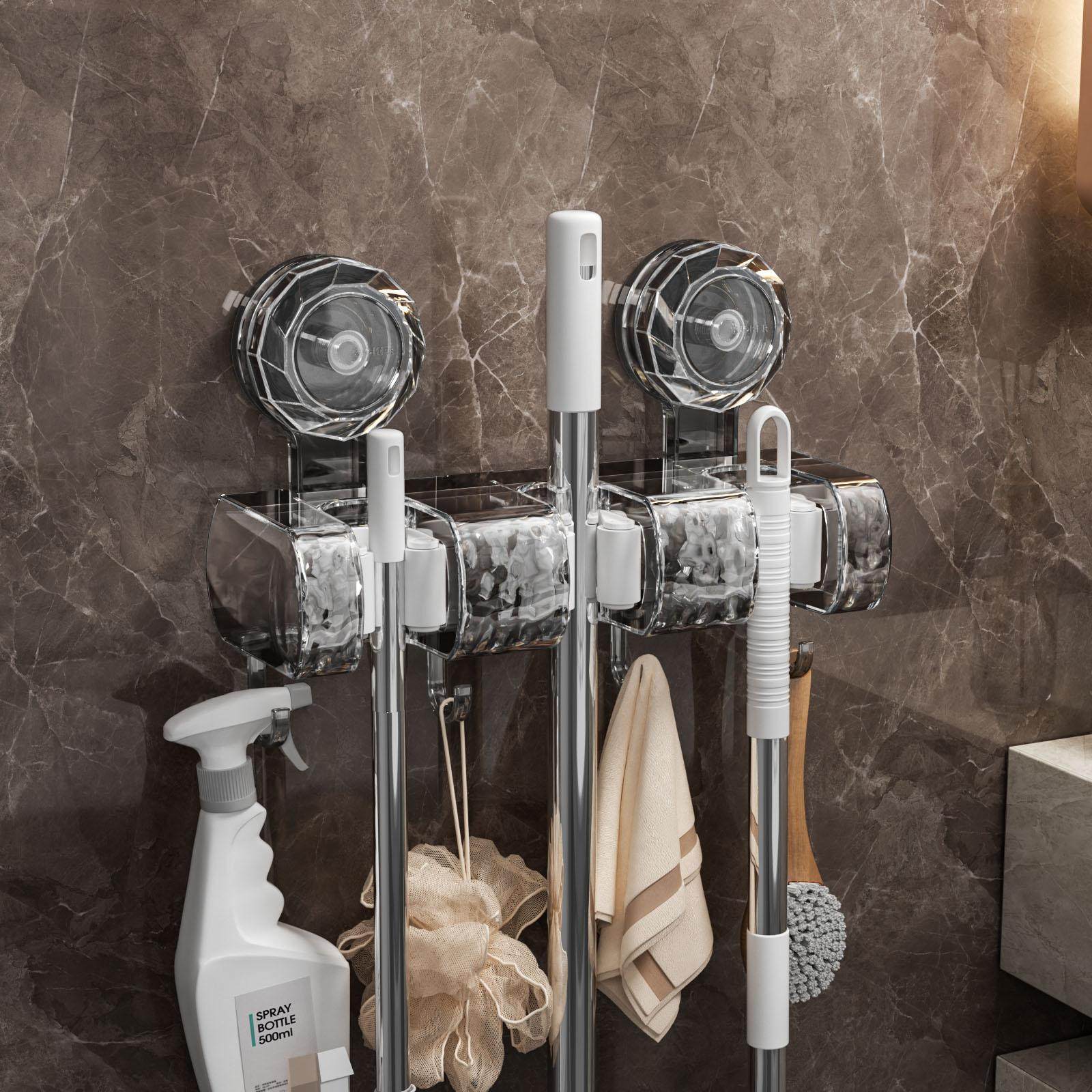 拖把夹壁挂神器卫生间拖布夹浴室强力吸盘长条联排挂钩收纳置物架,收纳整理,挂门置物架,淘宝优惠券,粉丝福利购,淘宝优惠卷