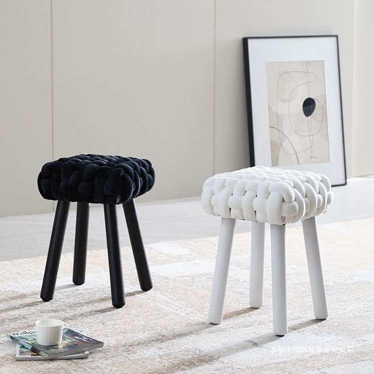 北欧实木化妆凳复古简约椅子风卧室梳妆台可爱凳子家用女生