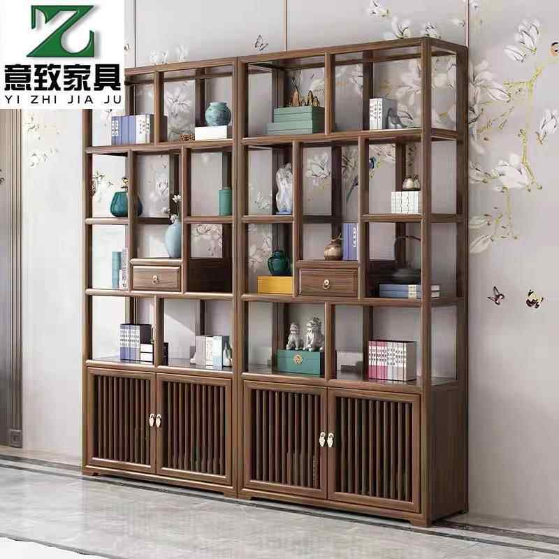 新中式实木博古架茶室多宝阁展示架茶柜子古董架办公室书架置物架