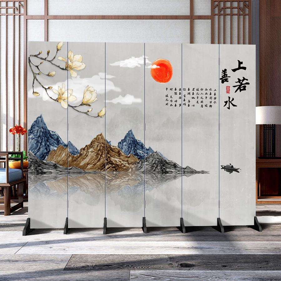 新中式屏风隔断客厅移动山水玄关卧室折屏遮挡大师设计家居