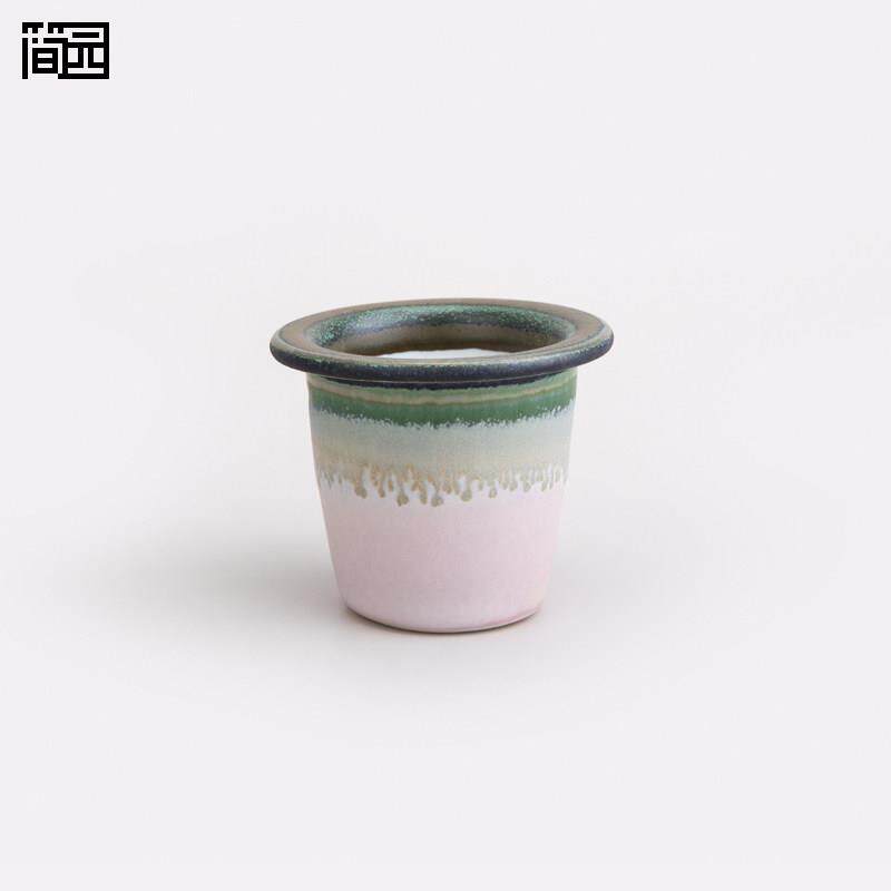 简园 景德镇窑变烟雨釉釉手工拇指花盆 迷你创意控型盆 多肉花盆