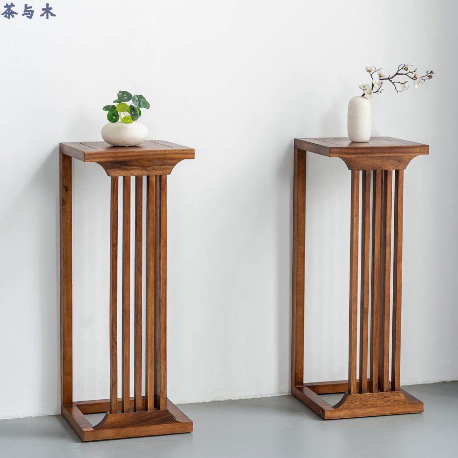 【花架合集】南美胡桃木新中式实木花架客厅家用落地置物架子摆架