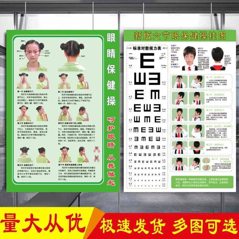 中小学生新版眼保健操图解宣传画海报学校班级坐姿保护视力墙贴纸