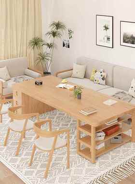 客厅全实木桌书桌生用儿童学习家双NAZ人写字学桌带抽屉工作台大