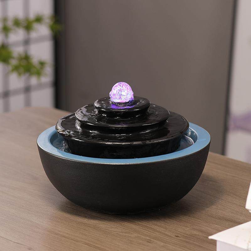 宠饮水水器流水摆件循QYM环物水客加湿器玄关茶桌厅生财属性桌面