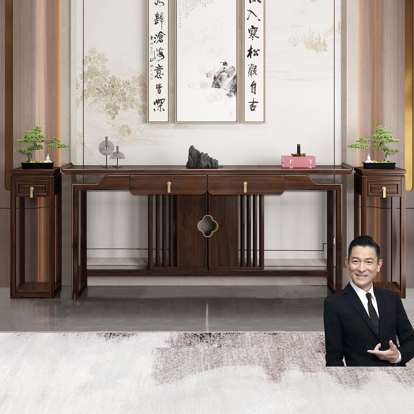 新中式中堂六件套农村条案佛桌八仙桌长条桌堂屋神台供桌香案翘头