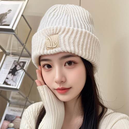 Large Head Circumference Chunky Knit Hat for Women, Autumn a