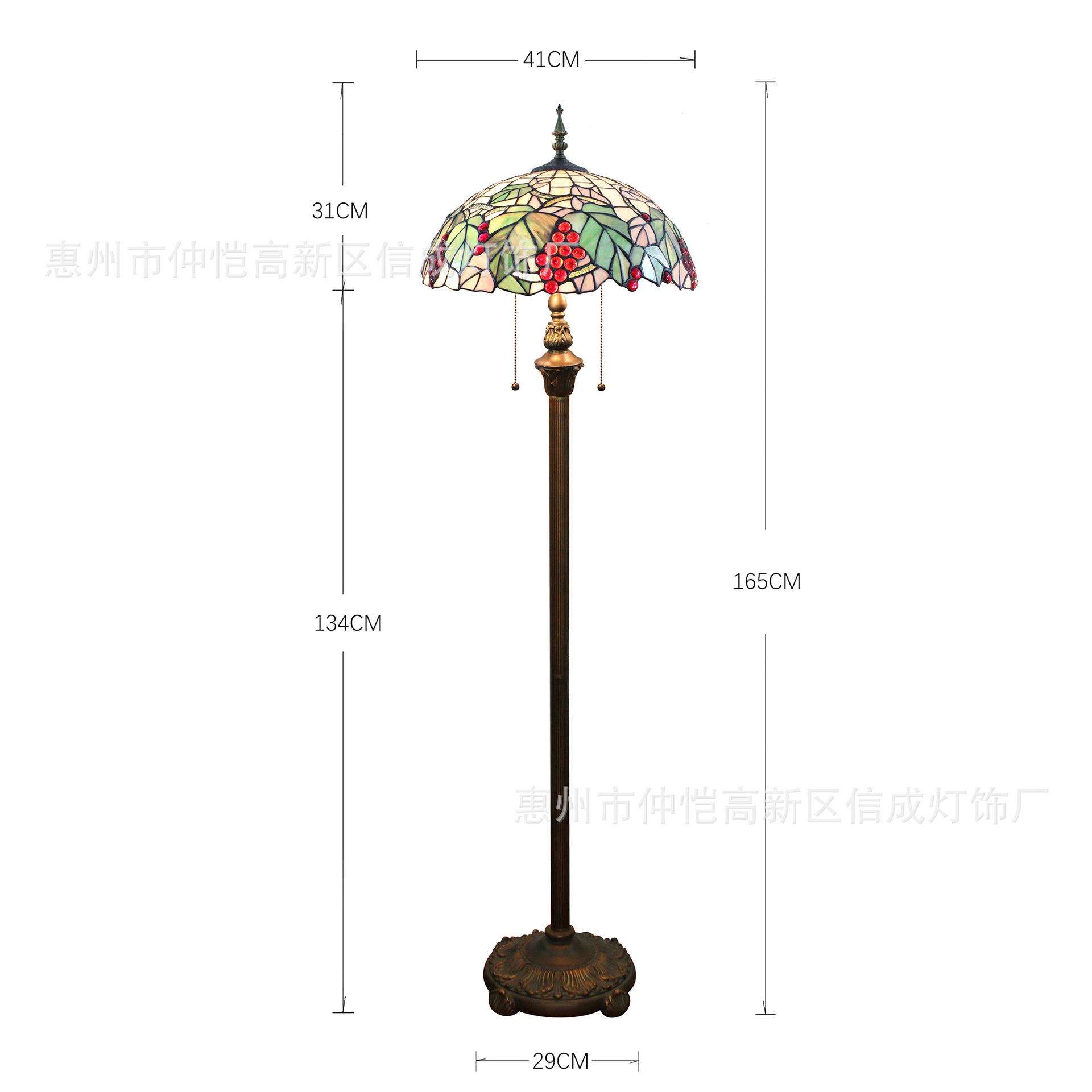 蒂凡尼乡村田园葡萄站立灯酒吧咖啡餐厅卧室婚房别墅红提落地灯
