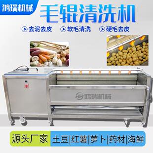 海参海蛎子扇贝毛刷清洗机生蚝九辊清洗机设备田螺钉螺毛辊清洗机