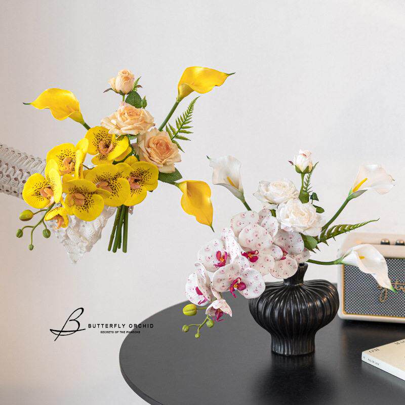设计仿花生蝴兰花束套装家居软蝶装假花装饰客蝶韵蝴蝶厅仿真款花
