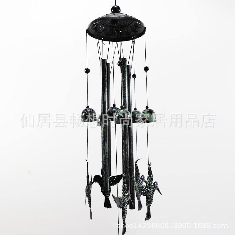新款直销金属手工绿色风铃挂饰 黑色工艺品动物挂件 欧式复古铁艺