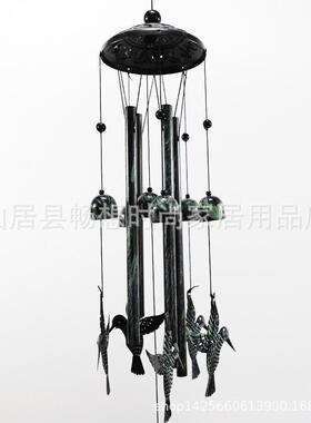 新款直销金属手工绿色风铃挂饰 黑色工艺品动物挂件 欧式复古铁艺