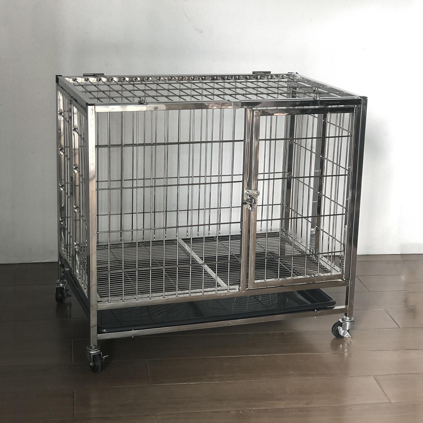折叠宠物笼子不锈钢小型犬中型犬泰迪贵宾法斗柯基边境牧羊犬狗实