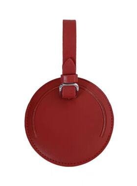 圆形可定制logo行李牌行李箱挂牌高品质简约皮质吊牌旅行标签简约