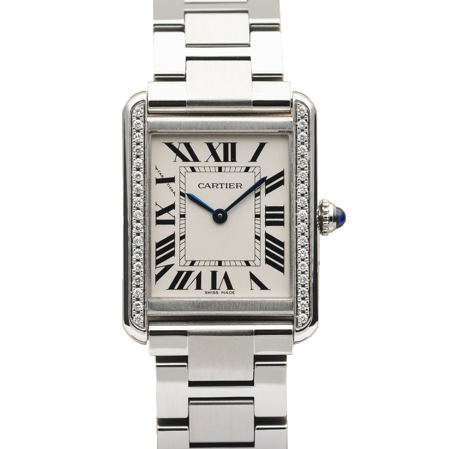 [9.8新]卡地亚坦克系列中号后镶钻石英女表31*24.5mm