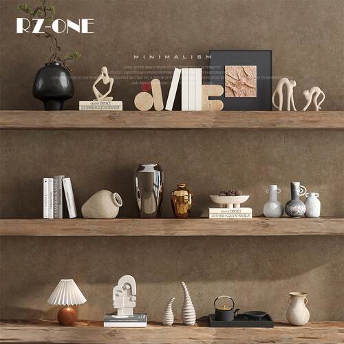 Rzone 侘寂软装饰品摆件创意中古民宿酒店陶瓷花瓶艺术工艺品摆饰