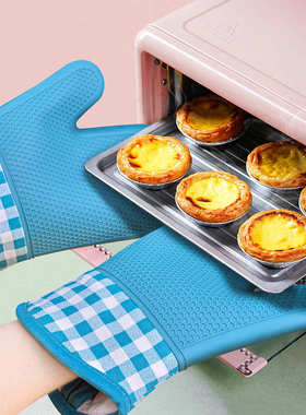 PK7J耐高温300℃硅胶手套微波炉烤箱家用厨房用加厚隔热防烫烤盘