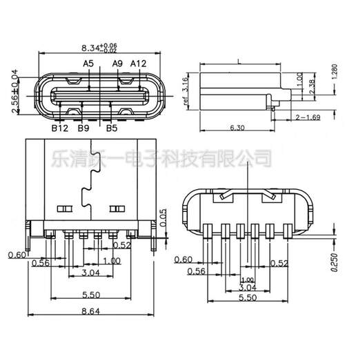 盘装TypeS-C-6P母座贴加TOL盖6.8壳体连立接UB3器.1简易型充电插