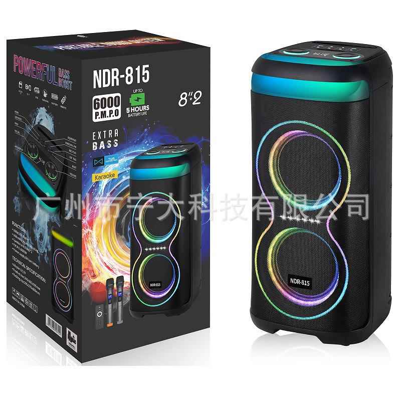 NDR户外拉杆音响工厂大量现货双8寸RGB灯光NDR-815外贸电商