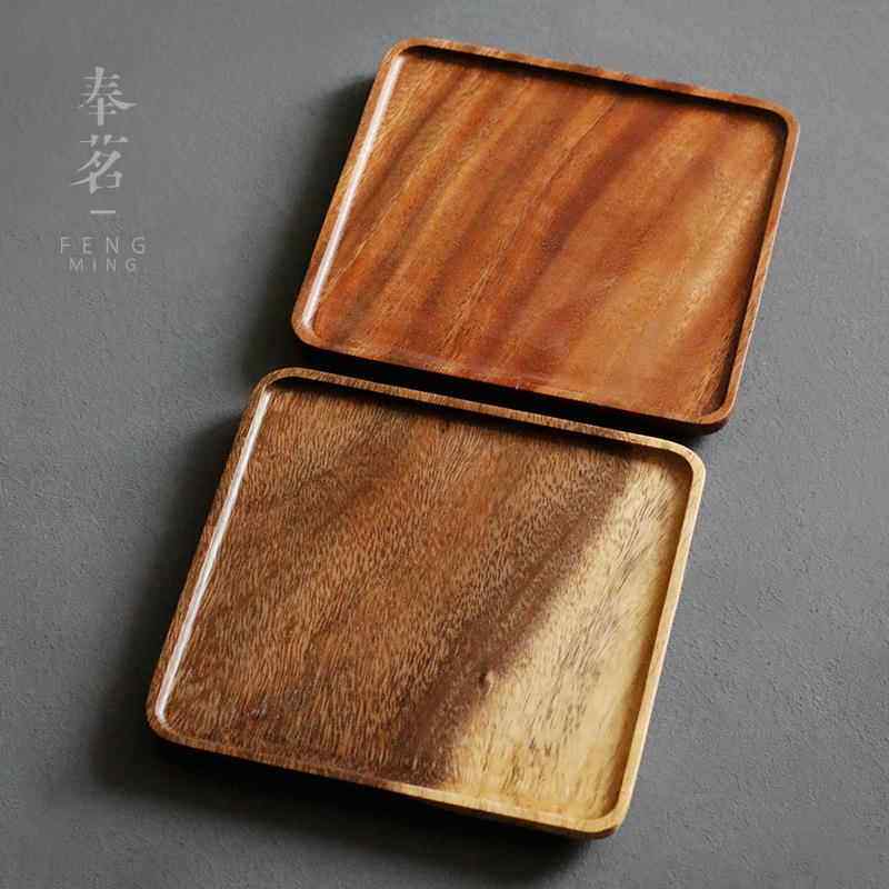 日式茶具托盘黑胡木桃茶托茶功夫干泡台果盘8040-CDP盘家用餐点盘