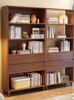 现简约家纳用书柜实木书架简约物置架代落地客厅AAL组合收柜