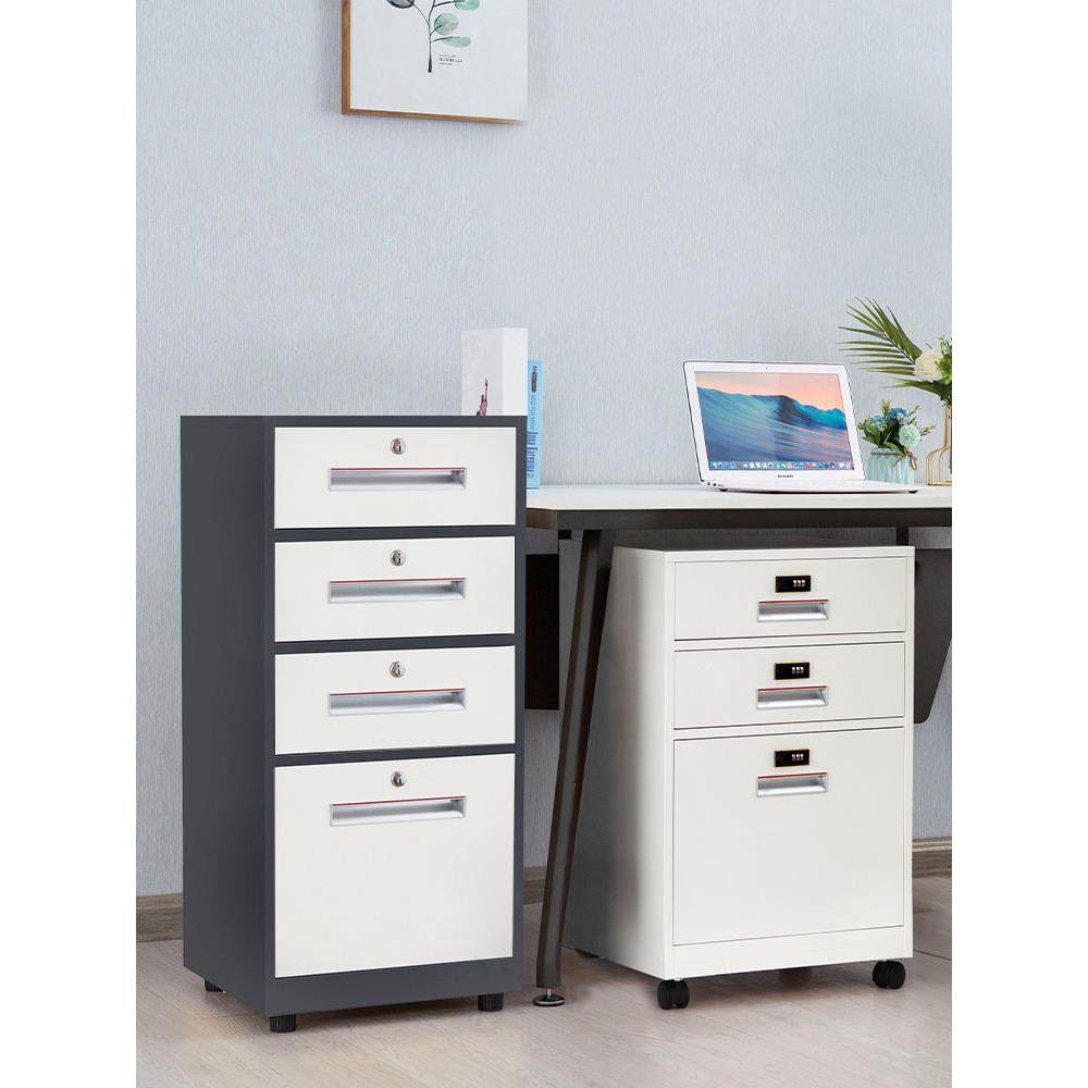 铁皮文件柜密码矮柜办公室桌下活动抽屉柜资料收纳带锁储物小柜子