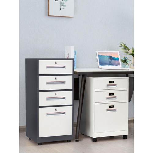 铁皮文件柜密码矮柜办公室桌下活动抽屉柜资料收纳带锁储物小柜子