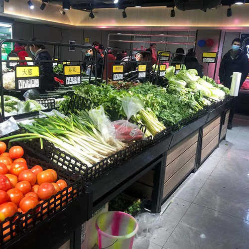 生鲜货架水果店展示架蔬菜水果货架生鲜便利店钢木架超市货架