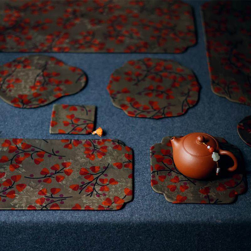 双姊妹布艺新中式禅意手工春花秋实复古香云纱茶席杯垫干泡壶承垫,居家布艺,茶席,淘宝优惠券,粉丝福利购,淘宝优惠卷