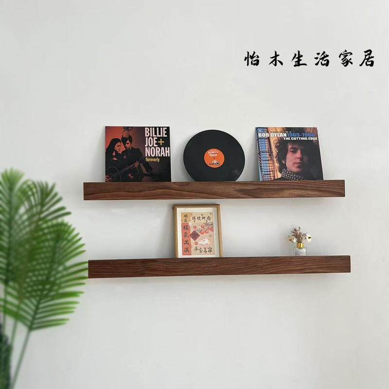 北美黑胡桃木墙上一字板置物架实木墙面搁板玄关客厅装饰壁挂层板
