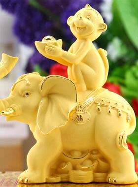 高档绒沙金猴品摆件十二办生肖猴年吉祥博物书房古架公室招财工艺