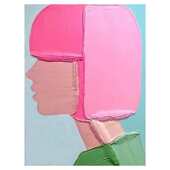 手绘油画多巴胺客厅装 饰画现代简约网红摩登女孩抽象肌理玄关挂画